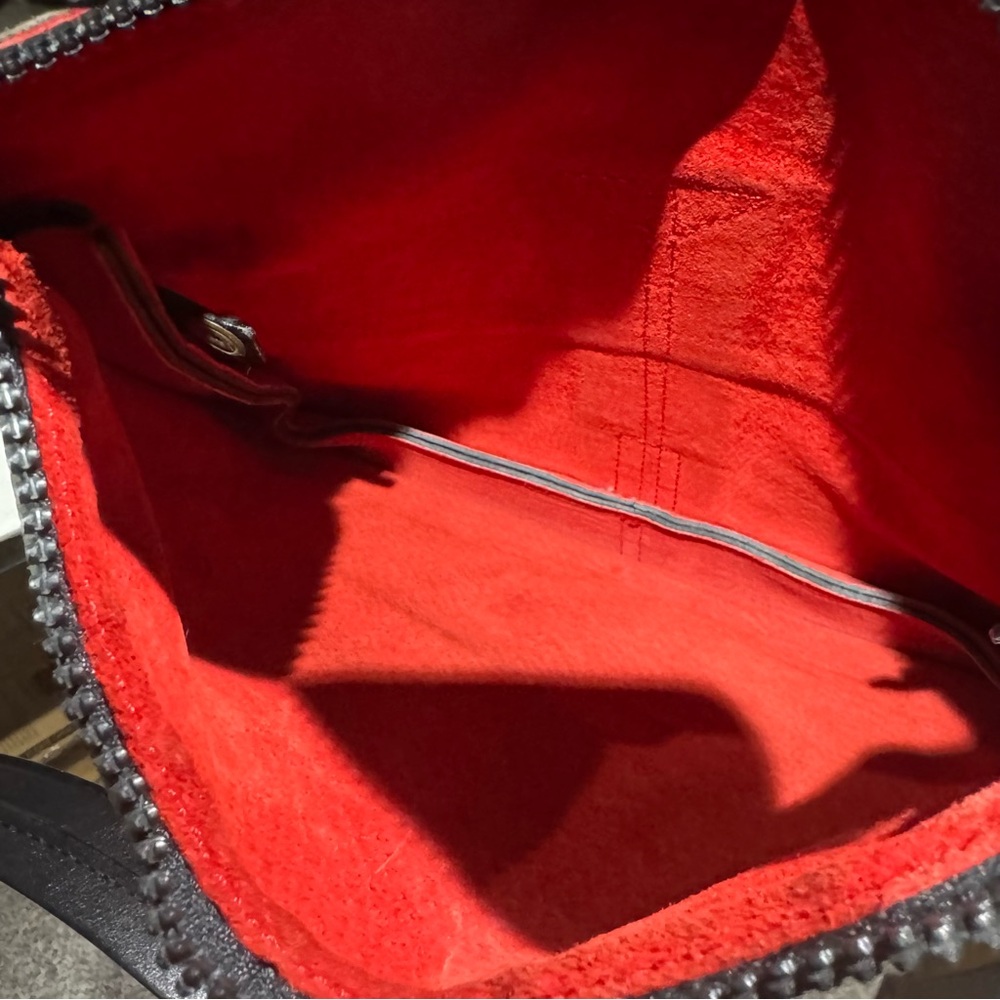 Bally Leather Shoulder Bag Black with Red Suede Interior - Picture 12 of 16